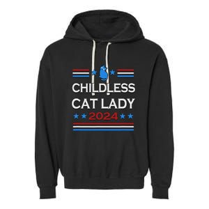 Childless Cat Lady 2024 Garment-Dyed Fleece Hoodie