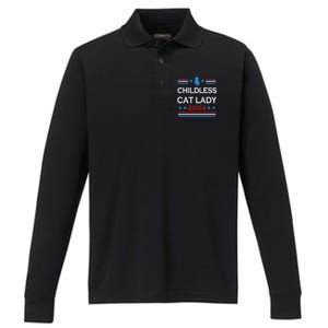 Childless Cat Lady 2024 Performance Long Sleeve Polo