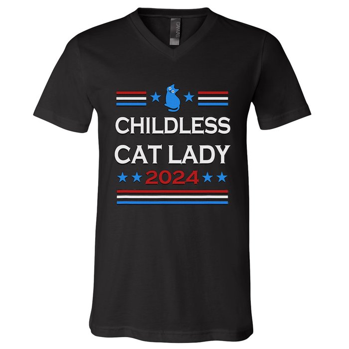 Childless Cat Lady 2024 V-Neck T-Shirt