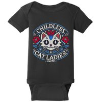 Childless Cat Ladies Unite Cute Vintage Top Hilarious Election 2024 Apparel Baby Bodysuit