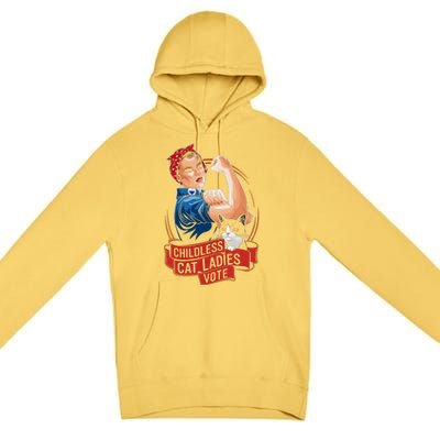 Childless Cat Ladies Vote Rosie The Riveter Premium Pullover Hoodie