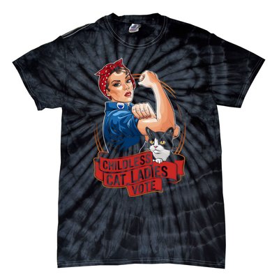 Childless Cat Ladies Vote Rosie The Riveter Tie-Dye T-Shirt