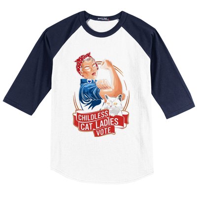 Childless Cat Ladies Vote Rosie The Riveter Baseball Sleeve Shirt