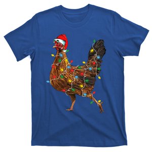 Chicken Christmas Lights Santa Hat Funny Chicken Lover Xmas T-Shirt