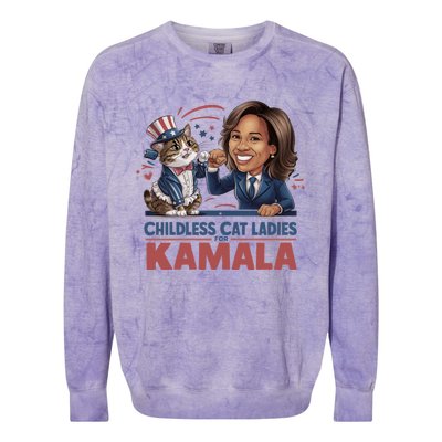 Childless Cat Ladies For Kamala Colorblast Crewneck Sweatshirt