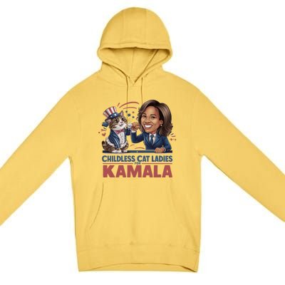 Childless Cat Ladies For Kamala Premium Pullover Hoodie