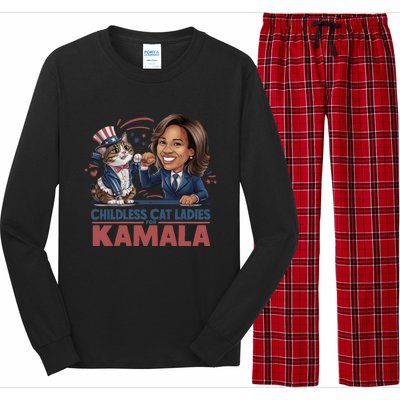 Childless Cat Ladies For Kamala Long Sleeve Pajama Set