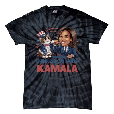 Childless Cat Ladies For Kamala Tie-Dye T-Shirt