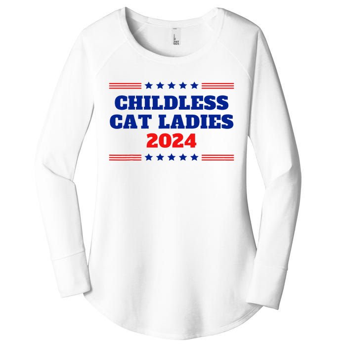 Childless Cat Ladies Funny Sarcastic Kamala Voter Quote 2024 Women's Perfect Tri Tunic Long Sleeve Shirt