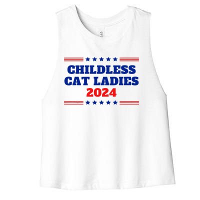 Childless Cat Ladies Funny Sarcastic Kamala Voter Quote 2024 Women's Racerback Cropped Tank