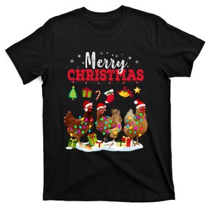 Chicken Christmas Lights Merry Xmas Family Matching Pajama T-Shirt