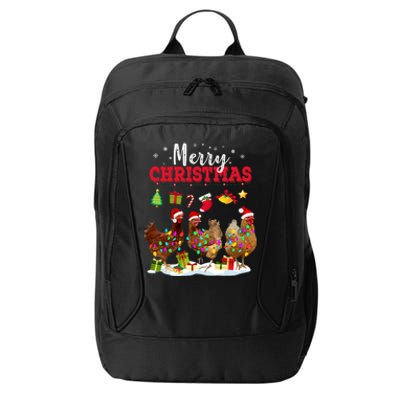 Chicken Christmas Lights Merry Xmas Family Matching Pajama City Backpack