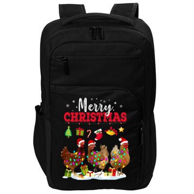 Chicken Christmas Lights Merry Xmas Family Matching Pajama Impact Tech Backpack