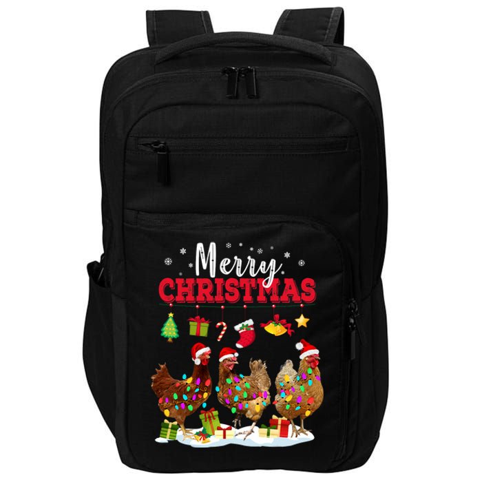 Chicken Christmas Lights Merry Xmas Family Matching Pajama Impact Tech Backpack