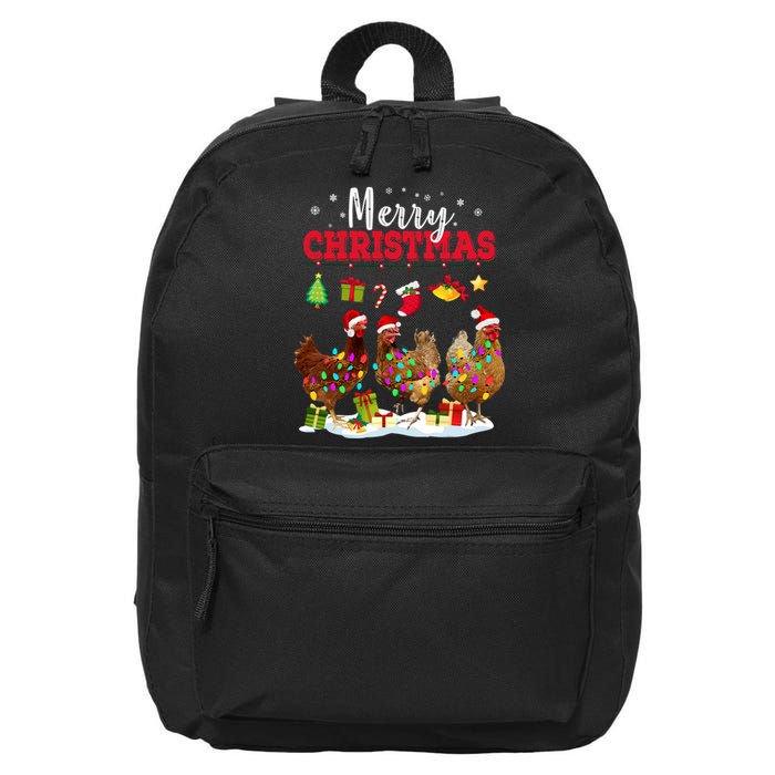 Chicken Christmas Lights Merry Xmas Family Matching Pajama 16 in Basic Backpack