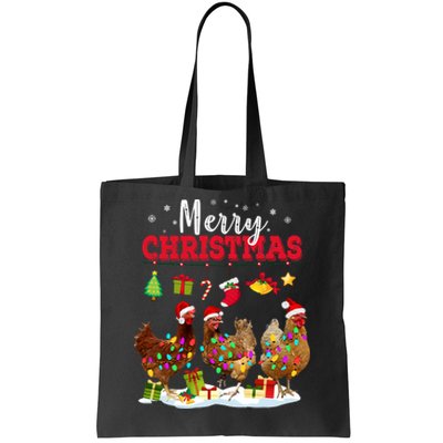 Chicken Christmas Lights Merry Xmas Family Matching Pajama Tote Bag