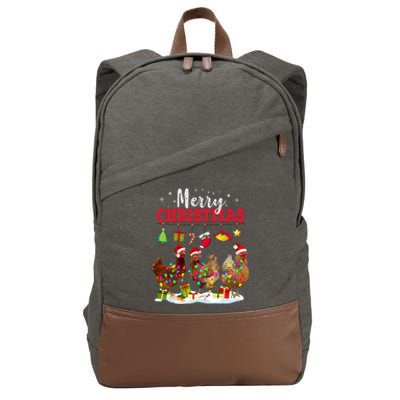 Chicken Christmas Lights Merry Xmas Family Matching Pajama Cotton Canvas Backpack