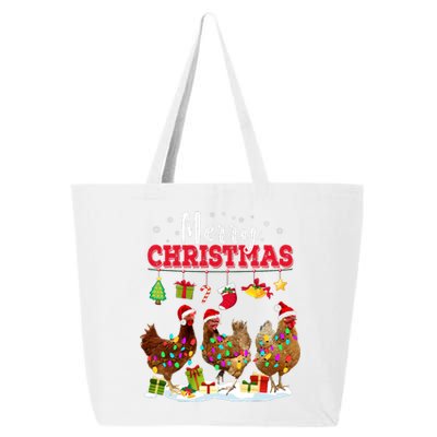 Chicken Christmas Lights Merry Xmas Family Matching Pajama 25L Jumbo Tote