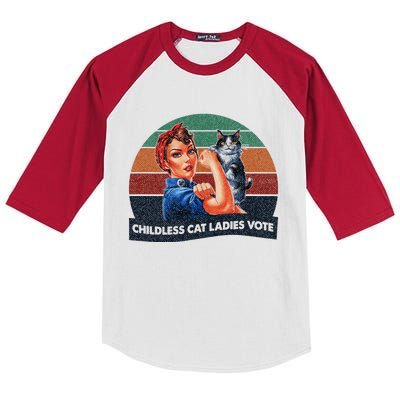 Childless Cat Ladies Vote Rosie The Riveter Vintage Kids Colorblock Raglan Jersey