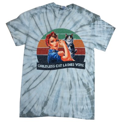 Childless Cat Ladies Vote Rosie The Riveter Vintage Tie-Dye T-Shirt