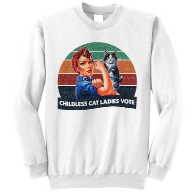 Childless Cat Ladies Vote Rosie The Riveter Vintage Sweatshirt