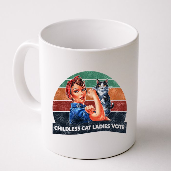 Childless Cat Ladies Vote Rosie The Riveter Vintage Coffee Mug