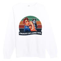 Childless Cat Ladies Vote Rosie The Riveter Vintage Premium Crewneck Sweatshirt