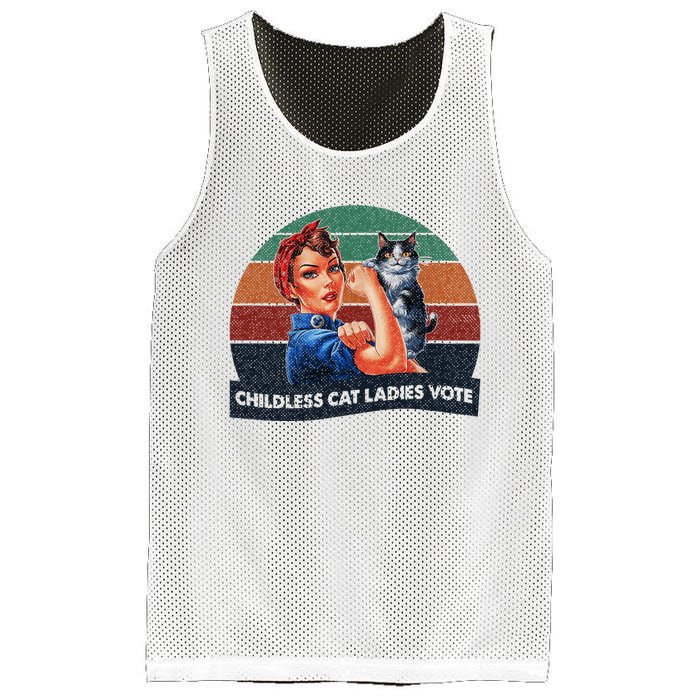 Childless Cat Ladies Vote Rosie The Riveter Vintage Mesh Reversible Basketball Jersey Tank