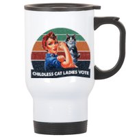 Childless Cat Ladies Vote Rosie The Riveter Vintage Stainless Steel Travel Mug