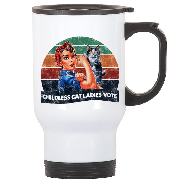 Childless Cat Ladies Vote Rosie The Riveter Vintage Stainless Steel Travel Mug