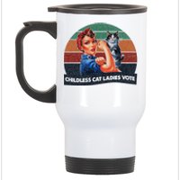 Childless Cat Ladies Vote Rosie The Riveter Vintage Stainless Steel Travel Mug