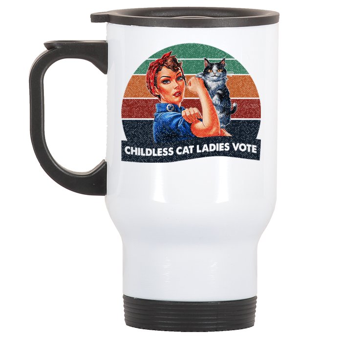 Childless Cat Ladies Vote Rosie The Riveter Vintage Stainless Steel Travel Mug