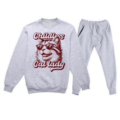 Childless Cat Lady Funny Cat Saying Premium Premium Crewneck Sweatsuit Set