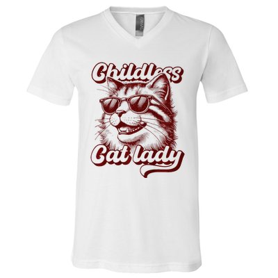 Childless Cat Lady Funny Cat Saying Premium V-Neck T-Shirt