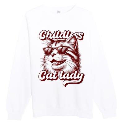 Childless Cat Lady Funny Cat Saying Premium Premium Crewneck Sweatshirt