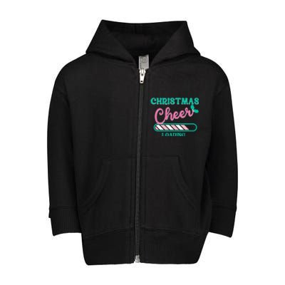 Christmas Cheer Loading Holiday Apparel Retro Pink And Green Gift Toddler Zip Fleece Hoodie