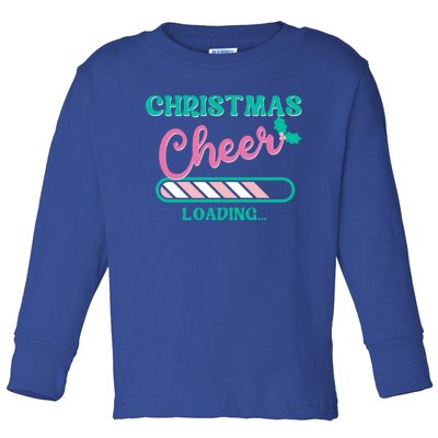 Christmas Cheer Loading Holiday Apparel Retro Pink And Green Gift Toddler Long Sleeve Shirt