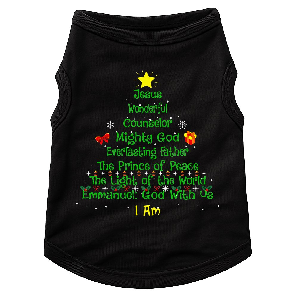 Christian Christmas Lover Bible Names of Jesus Tree Doggie Tank