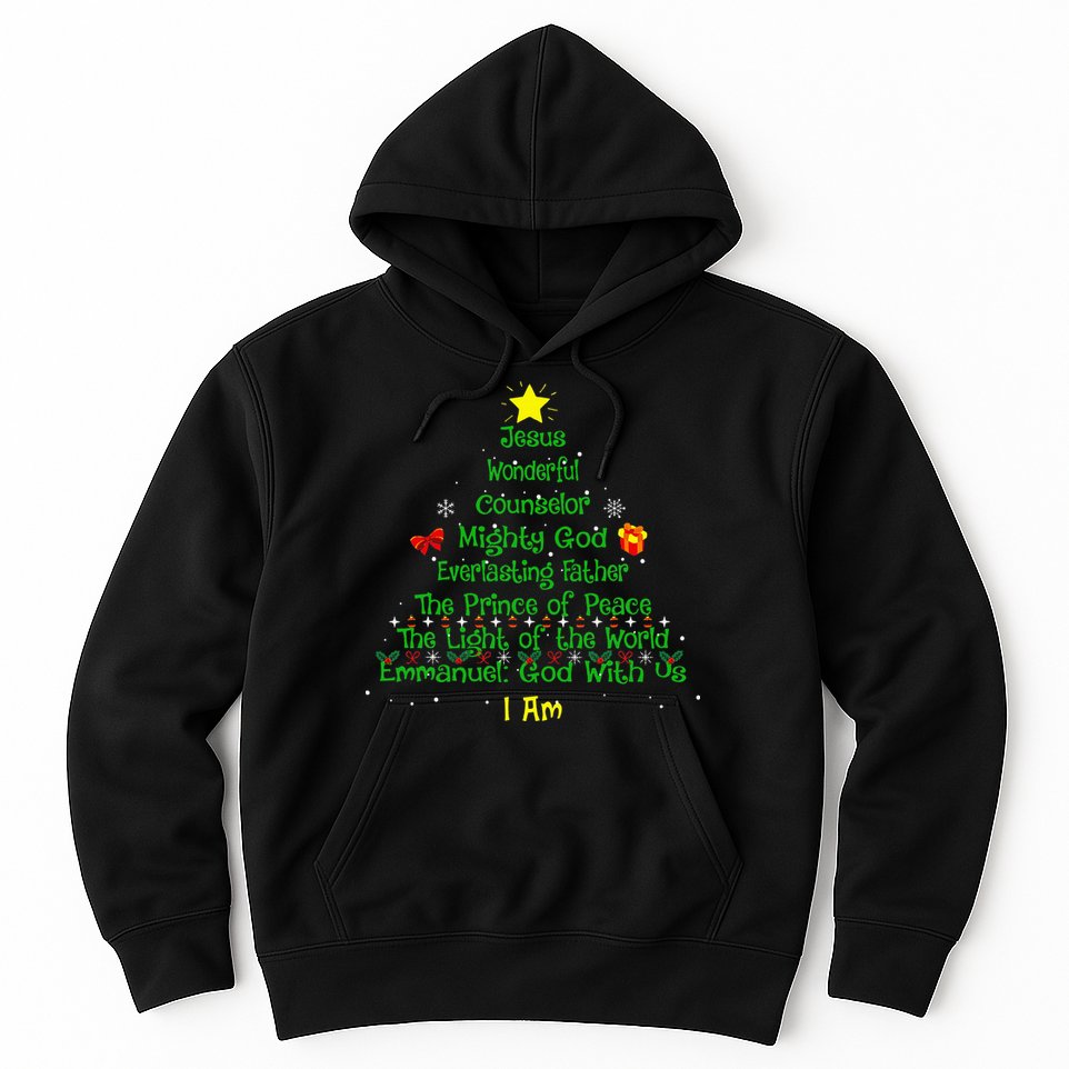 Christian Christmas Lover Bible Names of Jesus Tree Hoodie