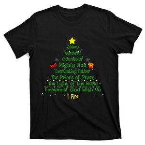 Christian Christmas Lover Bible Names of Jesus Tree T-Shirt