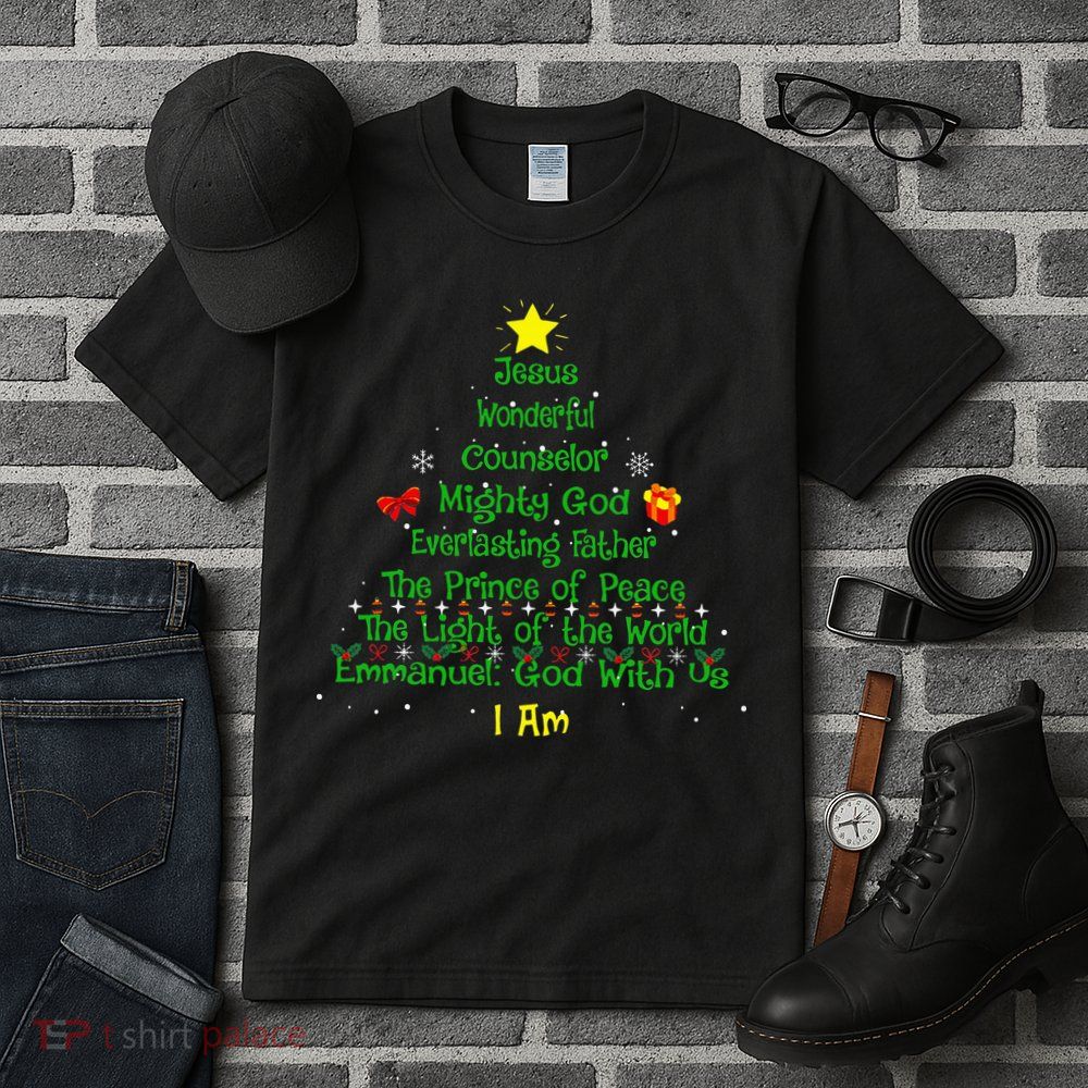 Christian Christmas Lover Bible Names of Jesus Tree Tall T-Shirt