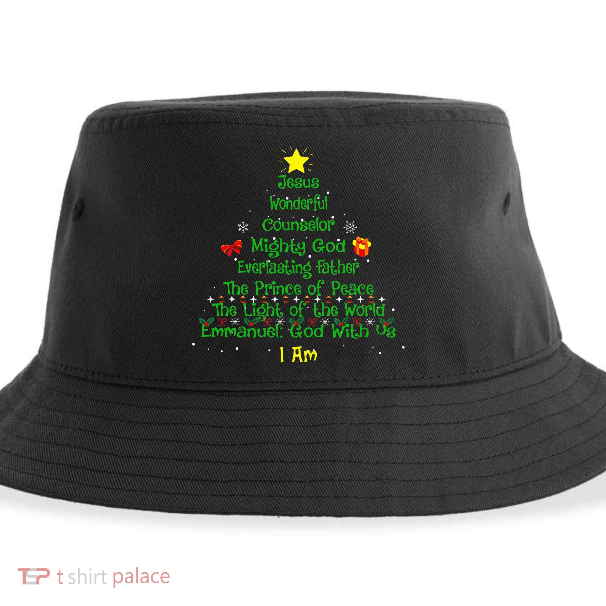 Christian Christmas Lover Bible Names of Jesus Tree Sustainable Bucket Hat
