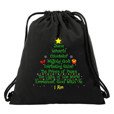 Christian Christmas Lover Bible Names of Jesus Tree Drawstring Bag