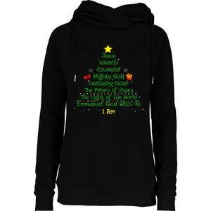 Christian Christmas Lover Bible Names of Jesus Tree Womens Funnel Neck Pullover Hood