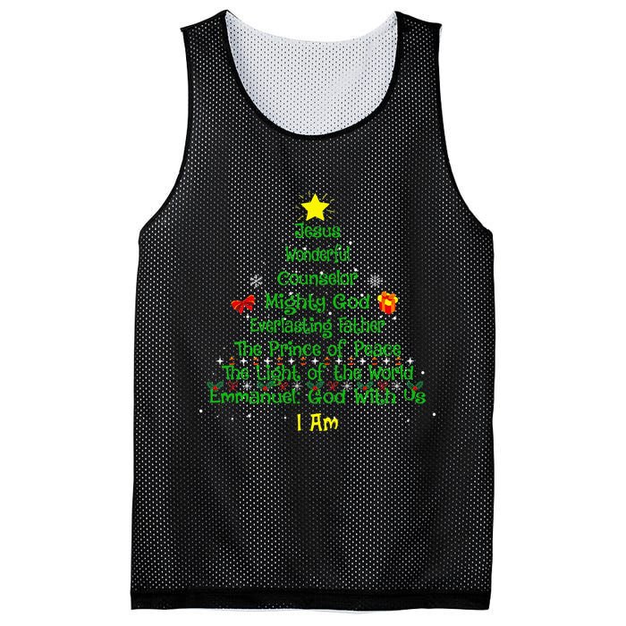 Christian Christmas Lover Bible Names of Jesus Tree Mesh Reversible Basketball Jersey Tank