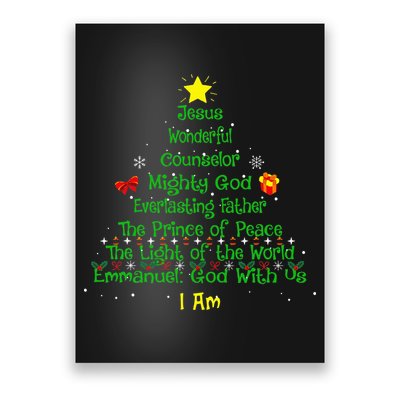 Christian Christmas Lover Bible Names of Jesus Tree Poster