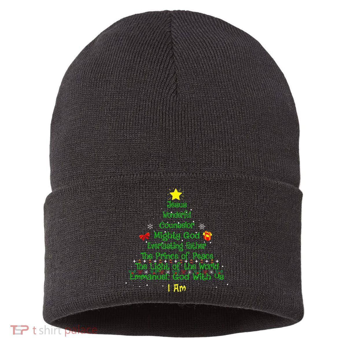Christian Christmas Lover Bible Names of Jesus Tree Sustainable Knit Beanie