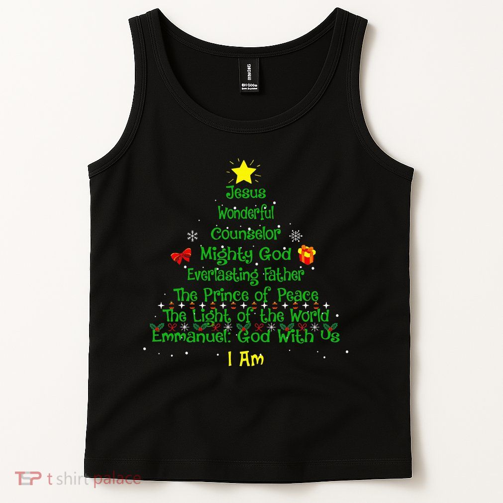 Christian Christmas Lover Bible Names of Jesus Tree Tank Top