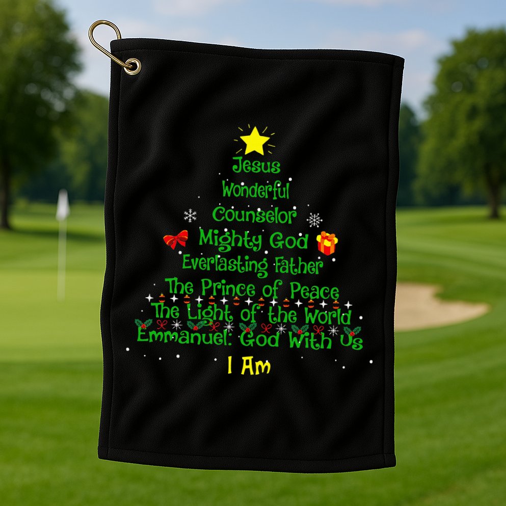 Christian Christmas Lover Bible Names of Jesus Tree Golf Towel
