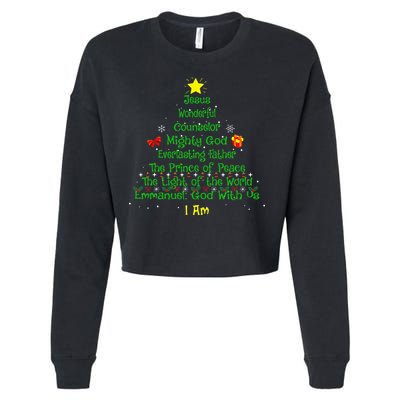 Christian Christmas Lover Bible Names of Jesus Tree Cropped Pullover Crew